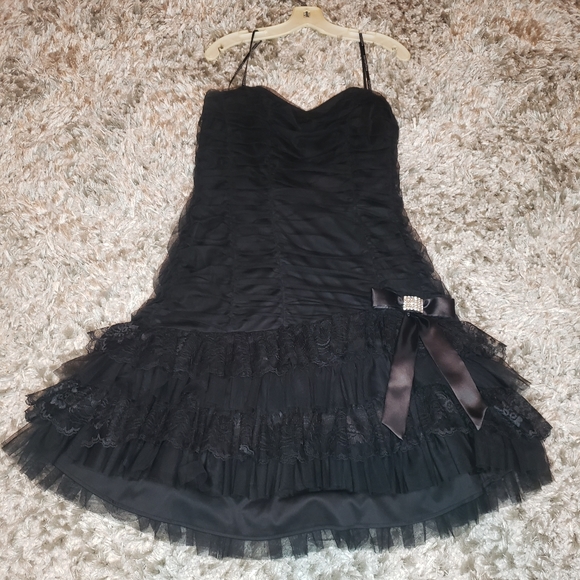 Masquerade Dresses & Skirts - black strapless lace ruffled prom dress